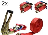 ✔ SETPREIS: 2 Stück Spanngurte Gesamtlänge 8 Meter - Ratsche 0,5 Meter + Losende 7,5 Meter