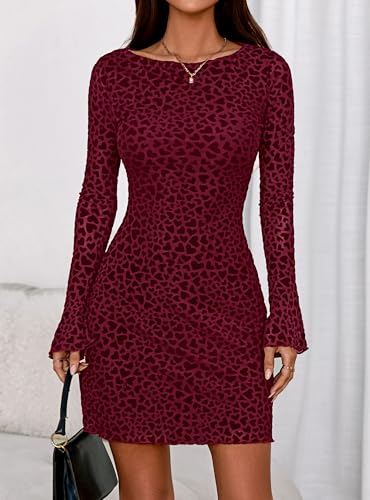 Image of PRETTYGARDEN Women's Fall Floral Long Sleeve Mini Dress
