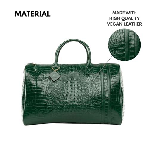 Tote&Carry Apollo 2 Vegan Leather Duffle Bag, TSA-Approved Carry-On for Men & Women, Gold Hardware Weekender for Travel, Gym, or Overnight Use3