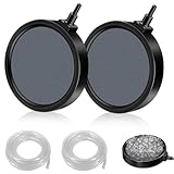 RFYTDCF 2 Stück Sprudelstein für Teiche, 13cm Sprudler für Aquarium Luftausströmer mit 2 Stück 2m 4MM Schlauch Aquarium Luftstein 4mm / 8mm Schlauch Anschließbar für Teiche Aquarien Fisch Tank