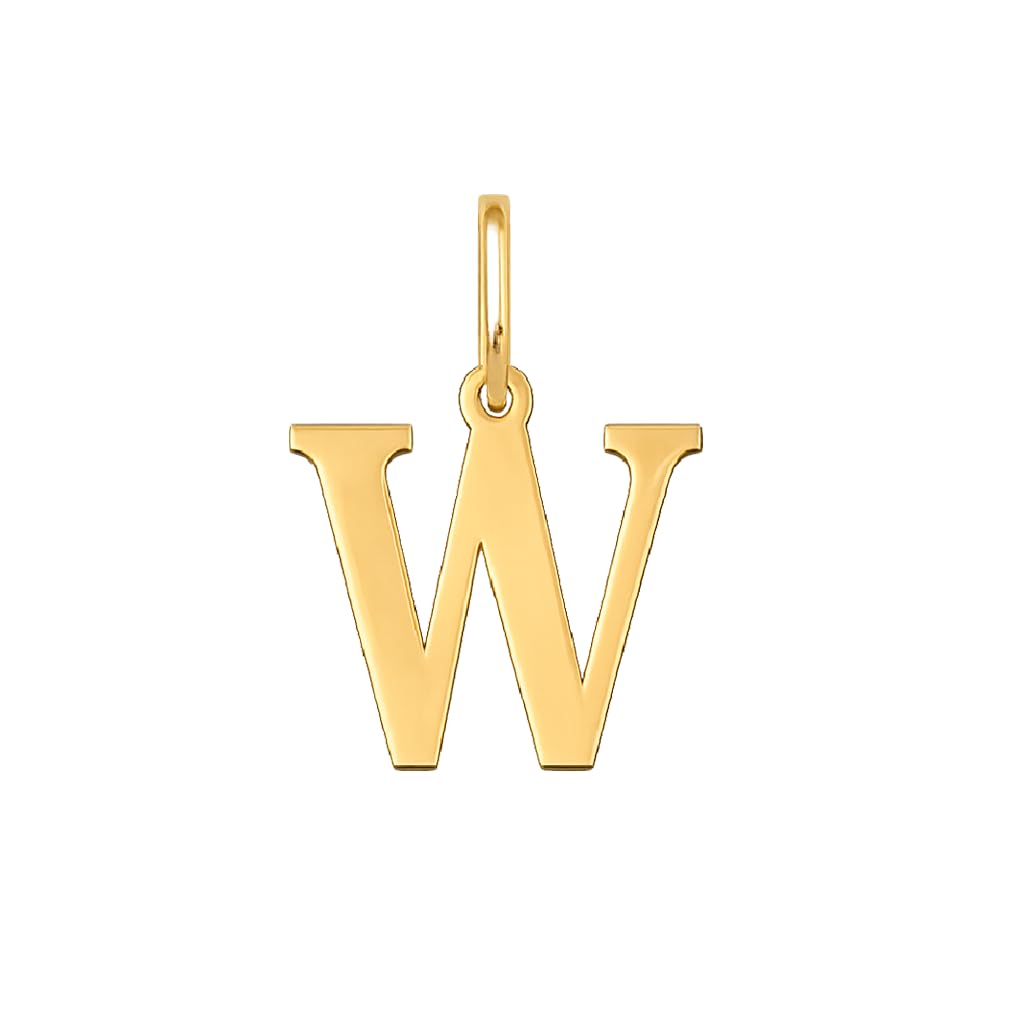 Rodium – Buchstabenanhänger W aus 585er Gelbgold – 14-Karat-Initialen-Anhänger für Halskette oder Armband – Geschenk für Frauen – hergestellt in Italien