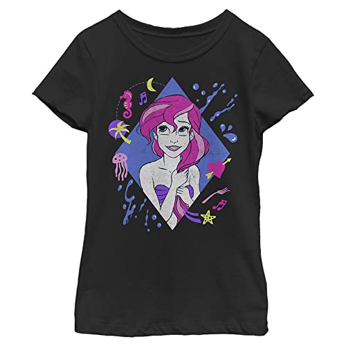 Disney Little, Big Princesses 90s Ariel Girls Short Sleeve Tee Shirt