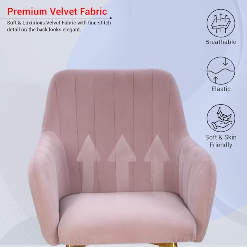 Image of Taboo Velvet Dining Chair Set of 6 | Upholstered Accent Arm Chairs | Soft Cushioned Seat with Backrest | Modern Velvet Fabric Chairs with Metal Legs | Living Room, Bedroom, Cafe & Restaurant | Purple