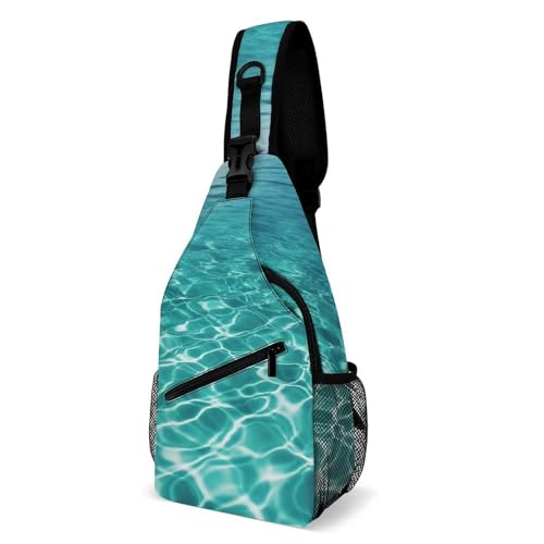Mochila deportiva tipo sling azul para senderismo