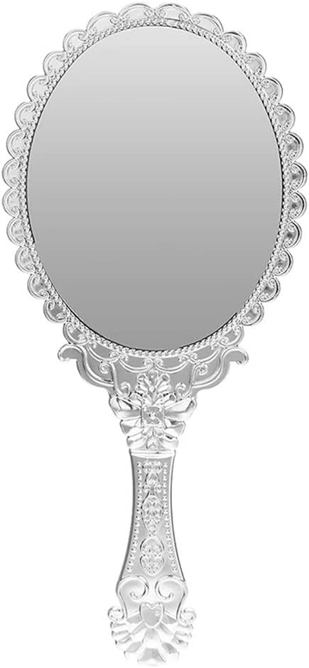 Ladies Floral Repousse Oval Makeup Hand Hold Lady Beauty Dresser