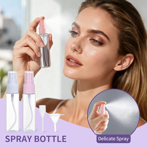 19 Pack Travel Bottles for Toiletries - TSA-Approved Leak-Proof Silicone Containers with Cream Jars Spray Bottles Funnel Brushes & Labels - Portable Refillable Kit for Shampoo Lotion & Conditioner - Image 6