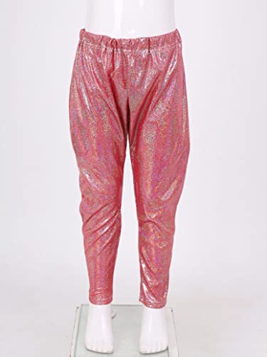 Girls Kids Sequin Metallic Elastic Waistband Trousers Little Boys Hip Hop Jazz Streetwear Dance Sports Trousers Red 3-4 Years3