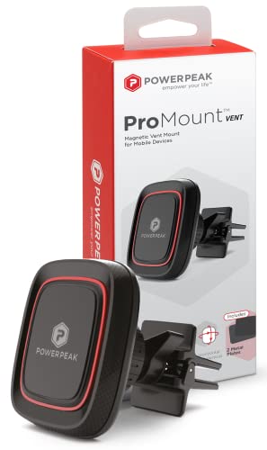 POWERPEAK Car Phone Holder Mount, Magnetic Vent Mount, Easy Mointing and Realease Phone Mount for Car, Fits Smartphones - Black and Red Line
