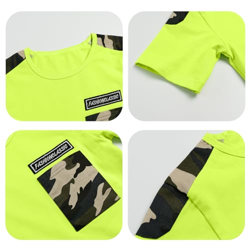 Image of LOLANTA Boy Summer Outfit Casual Clothes 2Pcs Cotton T-shirt Shorts Set | Kids Short Sleeve T-Shirt, Boy Camouflage Knee-length Shorts, Breathable Fashion Outfits, School Daily Matching Clothing Sets
