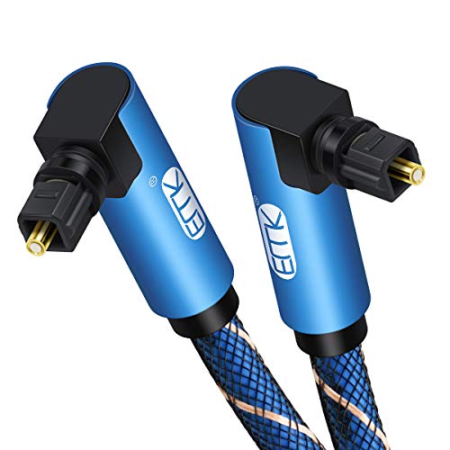 Cable de audio óptico Toslink de ángulo de 90 grados de nailon trenzado de fibra óptica para barra de sonido, TV, PS4, Xbox One, DVD, altavoz (1,5 m)