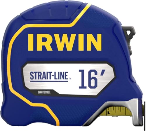 Irwin Tools IRWIN Strait-LINE Tape Measure, 16 ft, Includes Retraction Control, for All Your Measuring Needs (IWHT39391S)