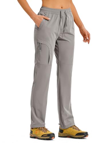 TBMPOY Women's Hiking Pants Water Resistant Lightweight Quick Dry Cargo Travel Fishing Work Camping Pant with 4 Pockets Medium Grey M
