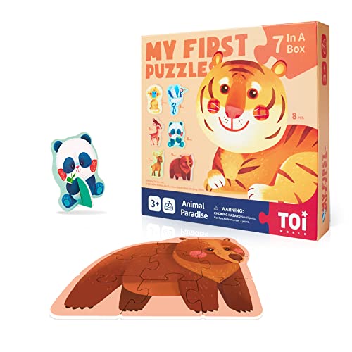 Image of TOI 6 Packs Large Piece Toddler Jigsaw Puzzles for Kids Ages 2-4 - Animal | My First Puzzle, Animal Shaped Floor Puzzles for Beginner, Preschool Learning Game, Educational Activity for Boys Girls Gift
