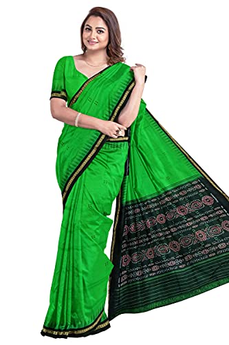 Image of Odisha Sambalpuri Handloom Ikat Women's Cotton Saree, Odisha Handloom Handmade Pure Cotton Khandua Saree, Ikkat Orissa Traditional Handloom Saree Without Blouse