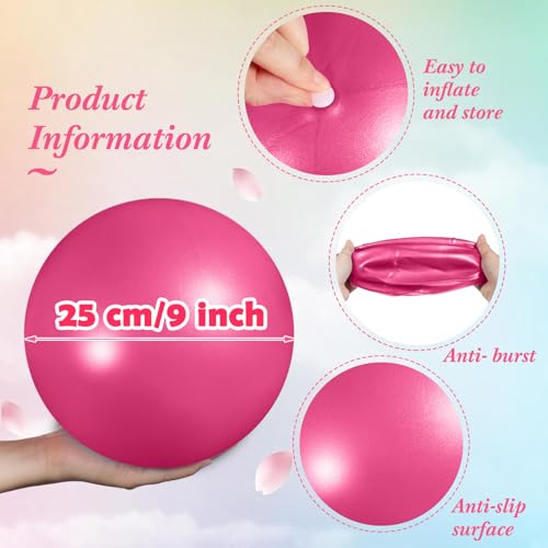 Image of 4 Pcs Small Exercise Pilates Ball Bulk 9 Inch Mini Yoga Balls Anti Burst and Slip for Stability, Fitness, Physical Therapy, Stretching & Core Workout at Home Gym Office Class