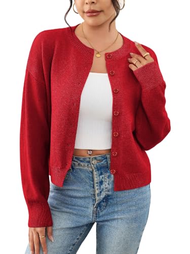 Image of Ibeauti Cropped Cardigan Sweaters for Women 2026 Trendy Spring Y2k Outfit Long Sleeve Button up Open Front Short Knit Sweater
