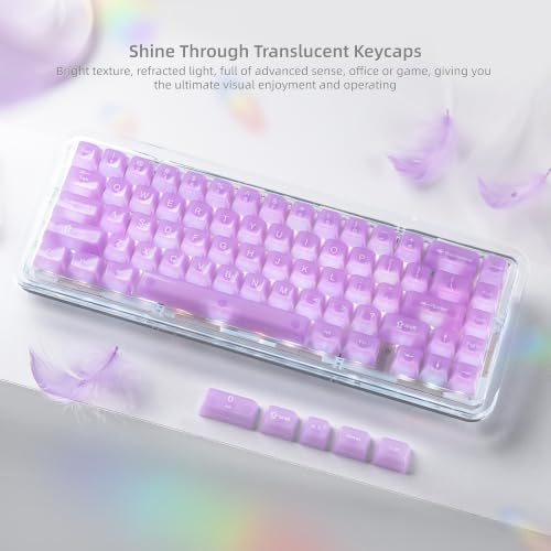 Image of Womier Clear Jelly Keycaps, Ceramic Keycaps Style Cute Purple Keycaps | Transparent Custom Keycaps 60 65 75 100 Percent for Cherry MX, Kailh, Outemu, Gateron Mechanical Keyboards (MDA Profile)