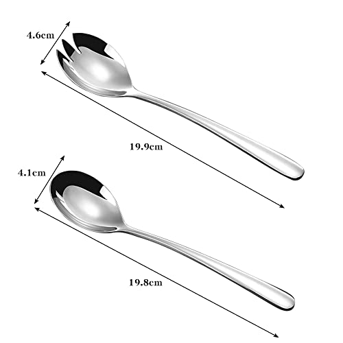 HO Salad Cutlery Set, 4 Pieces Stainless Steel Salad Spoons and Forks for Kitchen Dining Room, Silver - Image 2