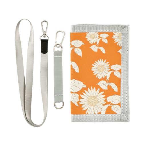 ALAZA Kids Wallets for Boys Girls Toddler Trifold Wallet Children Small Sunflowers Orange with Zipper Coin Pocket