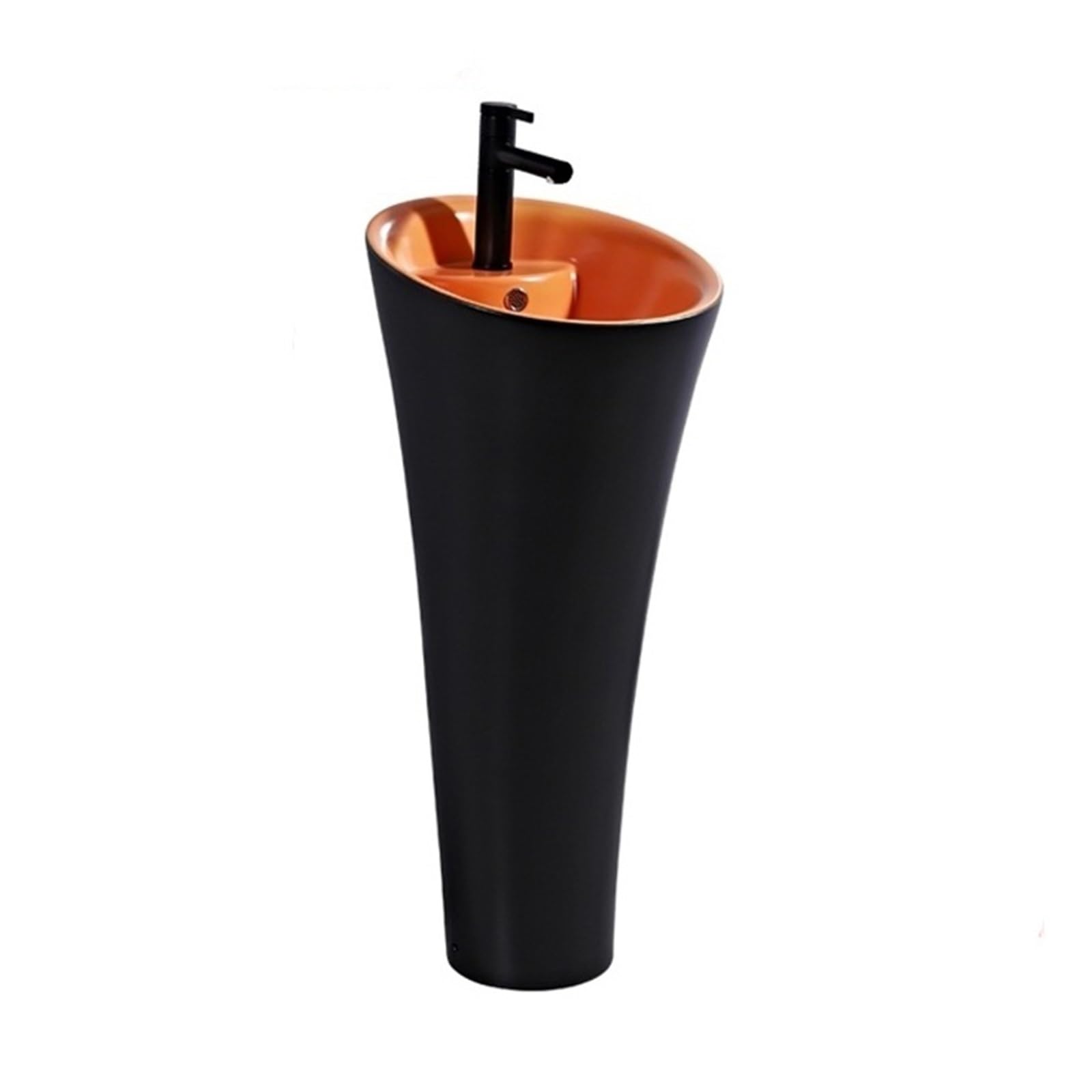 Pedestal Sink, One piece Pedestal Basin with Overflow, Floor Standing Bathroom Vanity with Faucet and Drain kit,for Bathroom(Orange)