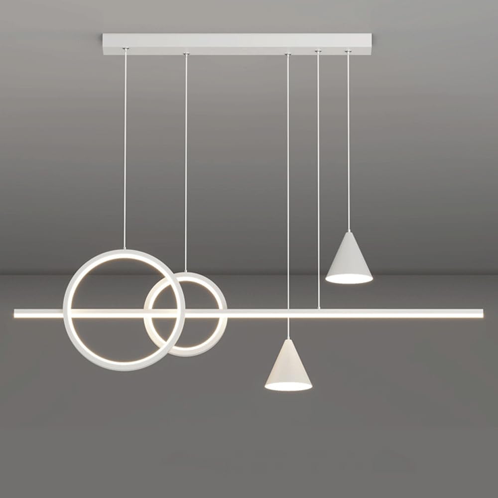 HYJAUSXB Ceiling Light Chandelier Modern Simple Linear LED Restaurant Trichromatic Lamp Used for The Above Bar Kitchen Island Living Room with Adjustable Height (120W)