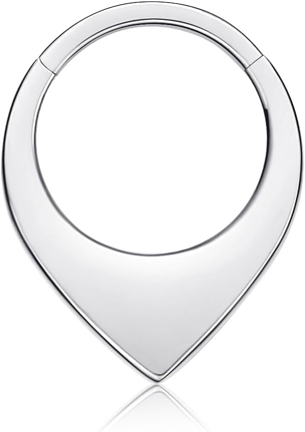 VOJO G23 Titanium 16G Teardrop Septum Hoop Ring Daith Tragus Piercing Clicker Nose Jewelry for Women