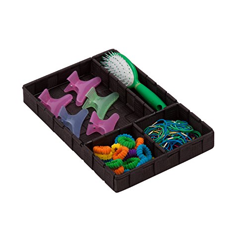 Honey-Can-Do OFC-03692 Four Section 11.75 by 7.75 by 1.38-Inch Woven Drawer Organizer, Large, Espresso Brown