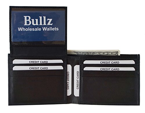 Genuine Leather Credit Card-ID Holder Bifold Mens wallet Rown2