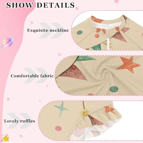 Ribbons Gifts Girls Swimsuit One Piece Rash Guard Girls' Swimwear Long Sleeve Swimsuits for Girl Size 3-12T4