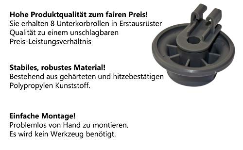 Universele mandwieltjes voor vaatwassers Bosch, Siemens, Neff enz. | 8 stuks ondermandrollen | geschikt voor vele vaatwassers | 24 maanden geldteruggarantie! - Image 6