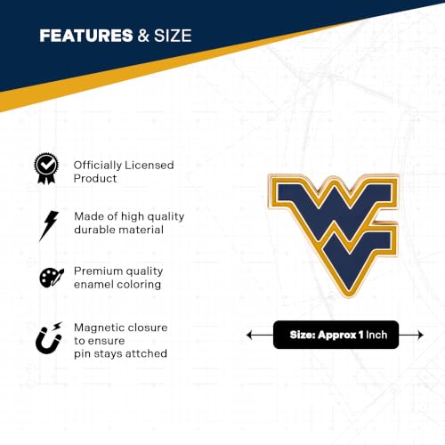 Image of Desert Cactus West Virginia Mountaineers Magnetic Metal Lapel Pin (B) | Officially Licensed WVU West Virginia University Enamel Finish Lapel Pin Formal Wear Bag and Hat Jewelry Tie Track Brooch Pin