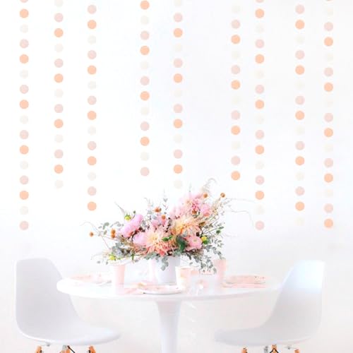 Image of Peach-Pink White Party-Decorations Paper Garland - 52ft Princess Birthday Streamers Banner,Boho Bridal Baby Shower Bachelorette Wedding Hanging Supplies Decor Hugfond