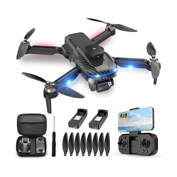 4K Drone for Kids Beginners,GPS,Emergency Stop,Headless Mode,Emergency Stop,Carrying Case,One Key Start,360 Flips,2 Batteries – Wireless Toys for Boys and Girls