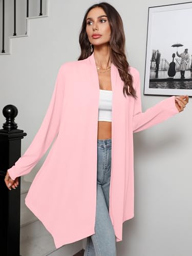 Image of Women's Lightweight Open Front Cardigans Casual Soft Drape Spring Summer Fall Cardigan S-3XL