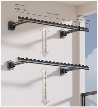 Foldable Wall Mounted Drying Rod - 90Cm Laundry & Balcony Hooks, Space-Saving Clothes Hanging Solution for Indoor/Outdoor Use, Easy Side Installation,120cm