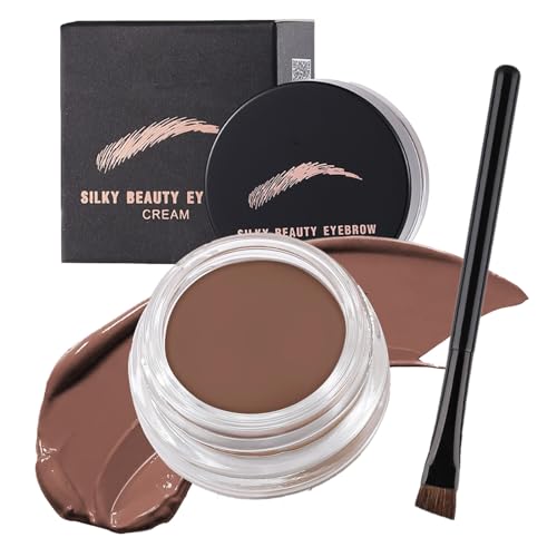 Eyebrow Pomade - Waterproof Brow Pomade & Eyebrow Cream with Angled Brush, Quick Dry Smudge Proof Long Lasting Brow Colour for Defined 3D, Light Brown Matte Finish, All Day Wear (Light Brown)