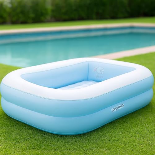 Image of Storio 5.5 Feet Inflatable Swimming Pool for Kids | 65 inch x 39 inch x 10 inch Baby Bath Tub for 1-5 Year Old Boys & Girls | Outdoor Garden Pool for Toddlers | Summer Fun & Holi Water Play