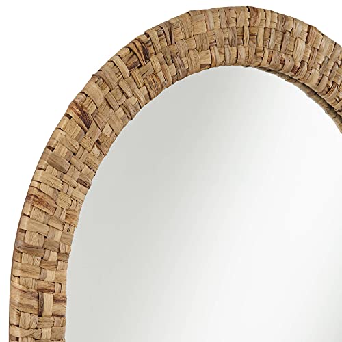 Noble Park Tioga Oval Vanity Decorative Accent Wall Mirror Modern Coastal Natural Woven Rattan Frame 26 1/2" Wide For Bathroom Bedroom Living Room Home House Office Entryway #TOP2