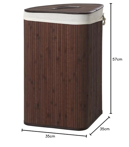 Premier Housewares Kankyo Bamboo Corner Laundry Hamper, Dark Brown - Image 7