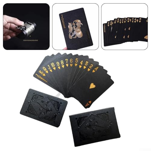 Schillerndes Design von wasserfesten schwarz-goldenen Pokerkarten, geeignet für alle Spieler – Bild 5