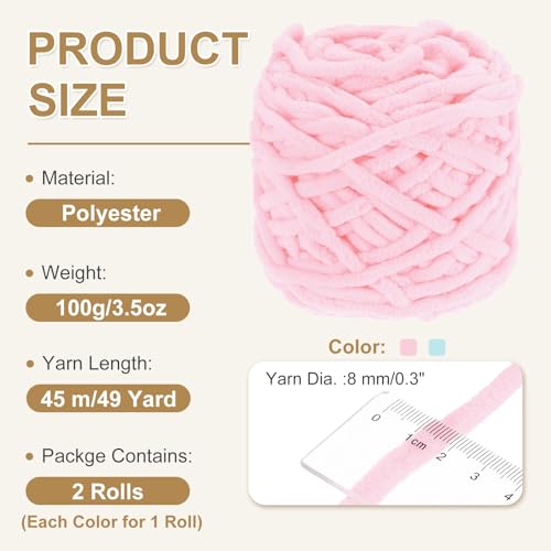 Fil chenille bleu clair et rose pour couverture de qualité