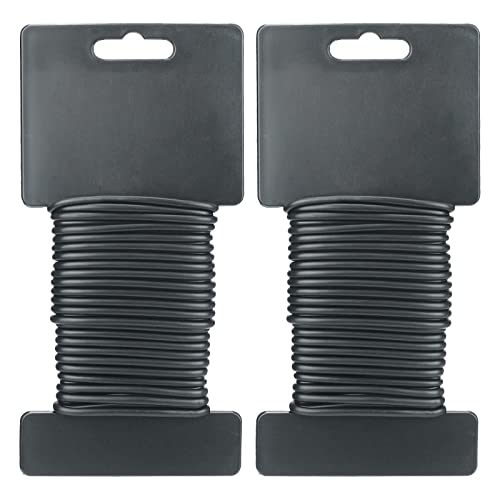 KINGLAKE 2 Piezas 3.5mm x8M Alambre de jardín Alambre de jardín para Plantas y arbustos Lazos de Jjrdín para Plantas, Negro