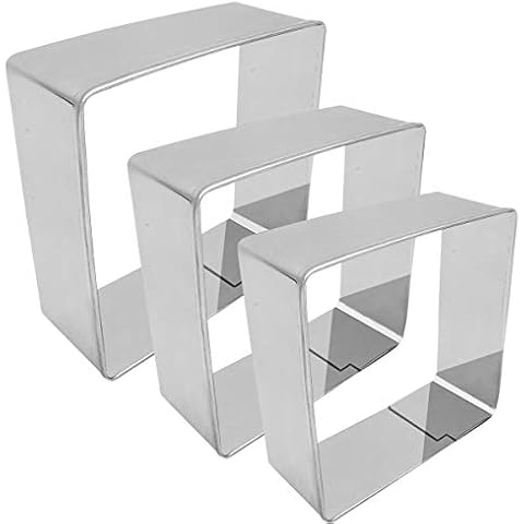 Antallcky Square Cookie Cutter Set-3 piece-2.5", 3", 3.5",Square Stainless Steel Biscuit Molds Fondant Cookie Cutter Set Pastry Mold-1 Inch Depth Cover