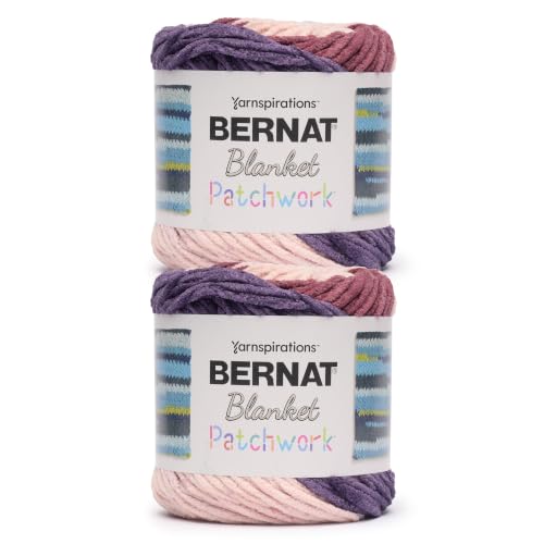 Image of Bernat Blanket Patchwork Yarn for Crocheting Soft, Book Stack, 2-Pack | #6 Super Bulky Yarn, 100% Polyester, Soft Crochet Yarn for Blankets, Knitting & DIY Crafts, 220yds, 300g /10.5oz per skein