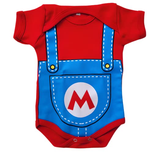 Body Bebê Mesversário Super Mário Bros + touca temático 100% algodão menino (Tamanho P)