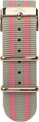 Sailor Damen Nylon Armband Banks braun-rosa BSL101-2010-20, Breite Armband:20mm (normal), Farbe Edelstahl:Rosègold