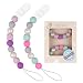 Pacifier Clip Baby Girls Binky Holder Soothie Paci Clip BPA Free Silicone Bead Teething Relief Teether Toy Baby Birthday Christmas Shower Gift Set of 2 (Purple, Green)
