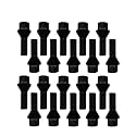 20 Radschrauben M12x1,5 26mm Kegelbund schwarz, Radbolzen HEX17 kompatibel mit BMW Renault Toyota