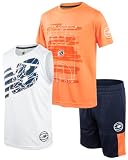 New Balance Boys' Active Shorts Set - 3 Piece Tank Top, T-Shirt, and Shorts (Size: 4-12), Size 12, O