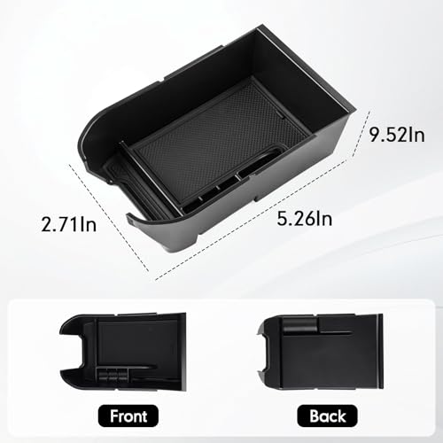 Powerty owerty Center Console Organizer for 2019-2023 2024 2025 Toyota RAV4 Accessories Armrest Storage Box Secondary Insert Tray Black Anti-Slip Mat